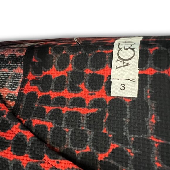 Deca Paris XS Longsleeve Red & Black Printed Dress Wrap Style - Picture 6 of 6